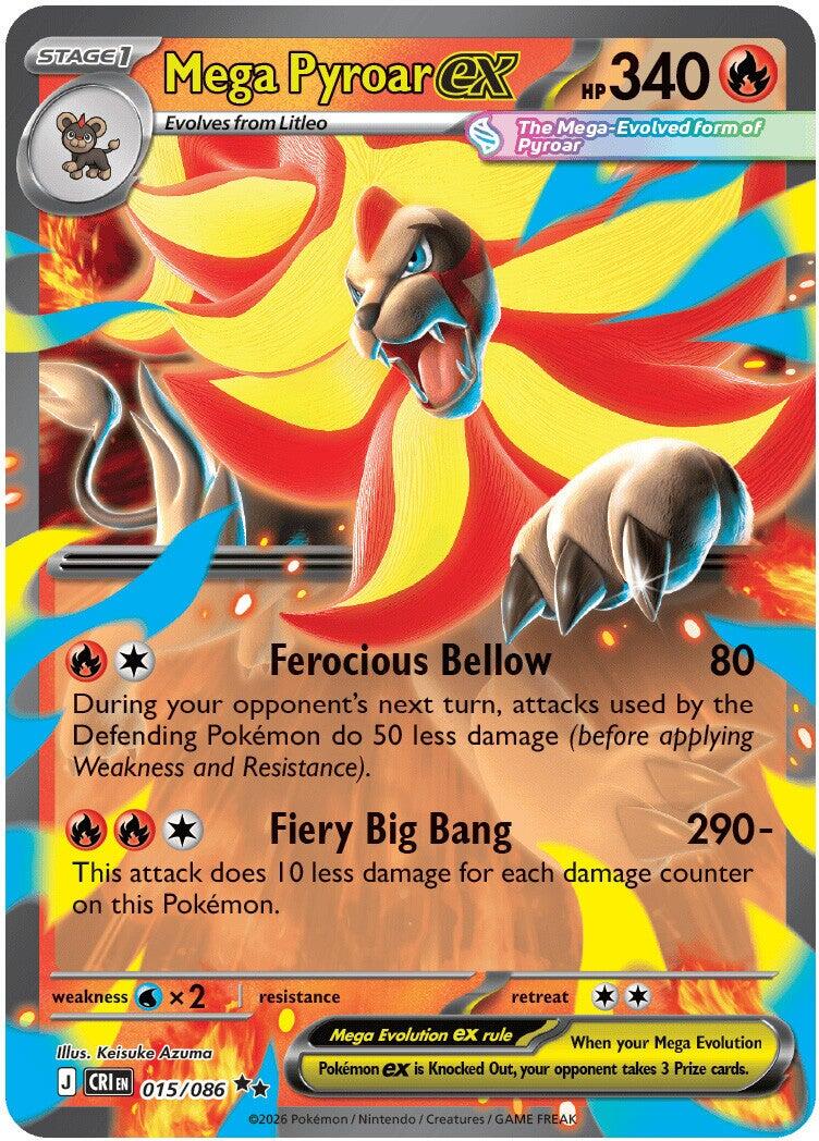fire type ex pokemon cards Mega Pyroar - 015/086 [CRI Pack Detail::Venusaur (Unsearched) TCG Single Wx2 / None / Call of the Ring