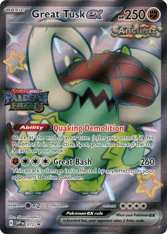 Great Tusk ex - 072 (Paldean Fates Stamped)